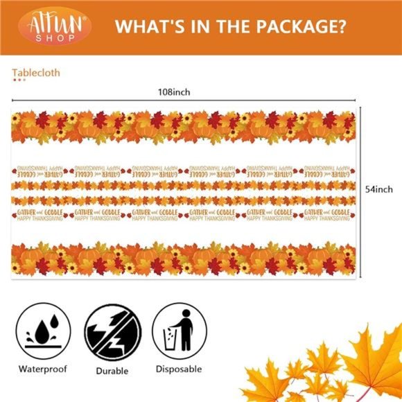 Thanksgiving Tablecloth 2 Pack 54" X 108" Fall Party Supplies Pumpkins - Picture 5 of 6